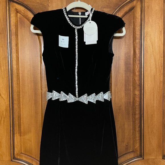 Brand New Sass and Bide Velvet Crystal Embellished Mini Dress - Picture 3 of 7